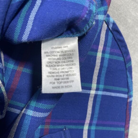 Chubbies Mens Medium Blue Plaid‎ Button Down Long Sleeve Shirt - Picture 6 of 7